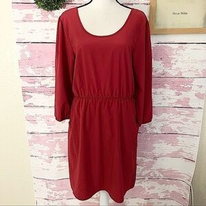 ROSEBUD Red Long Sleeve Scoop Neck Dress Large